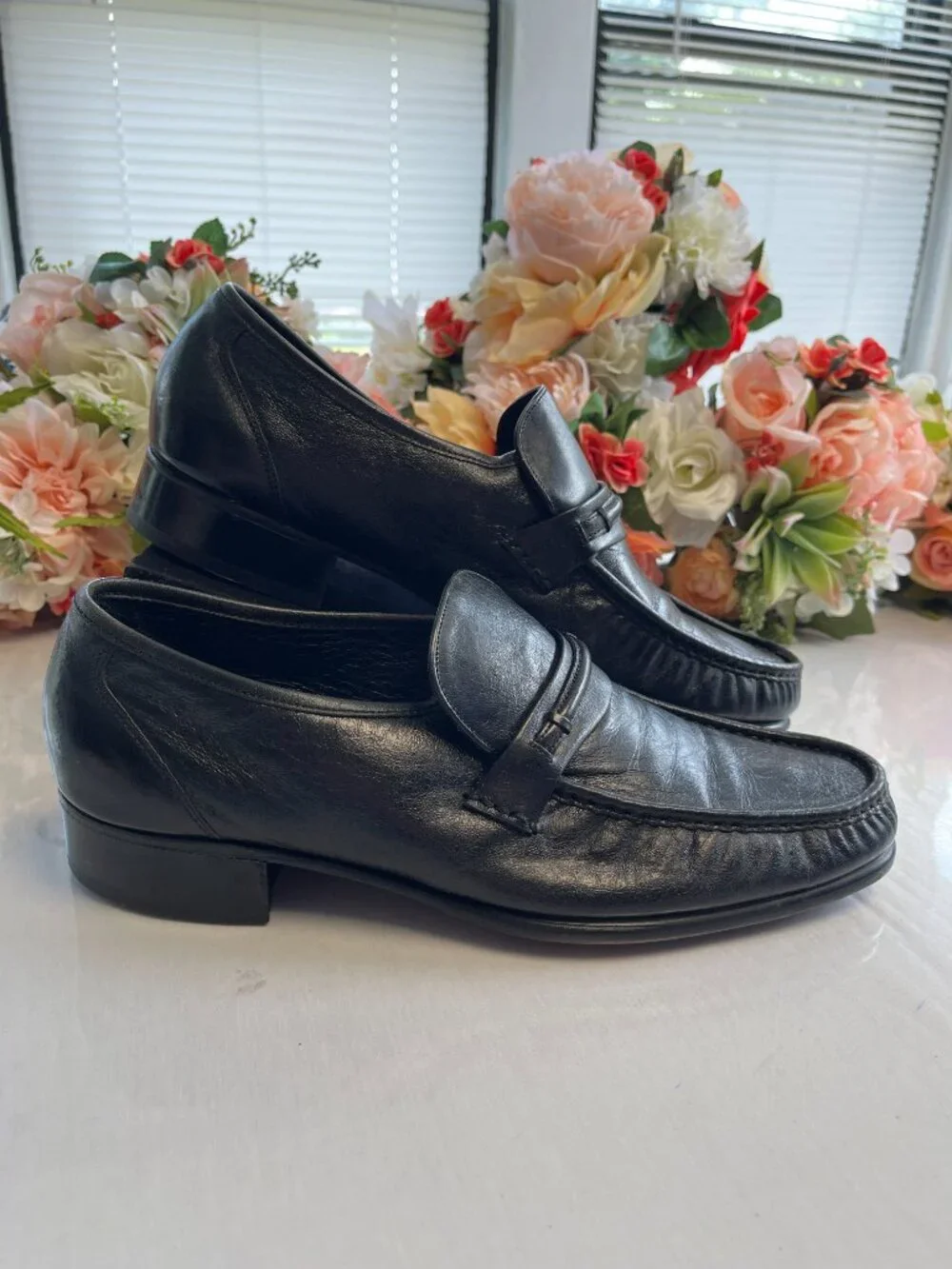 Florsheim Como Black Leather Moc Toe Strap Loafers Men’s 11 D